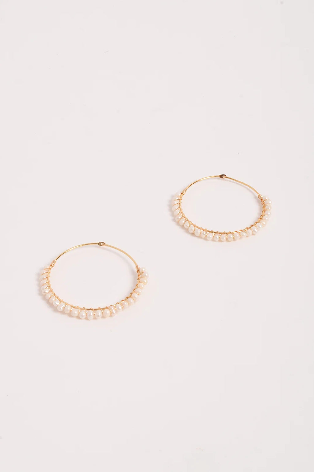 Wired Pearl Hoops - Gold & Pearl