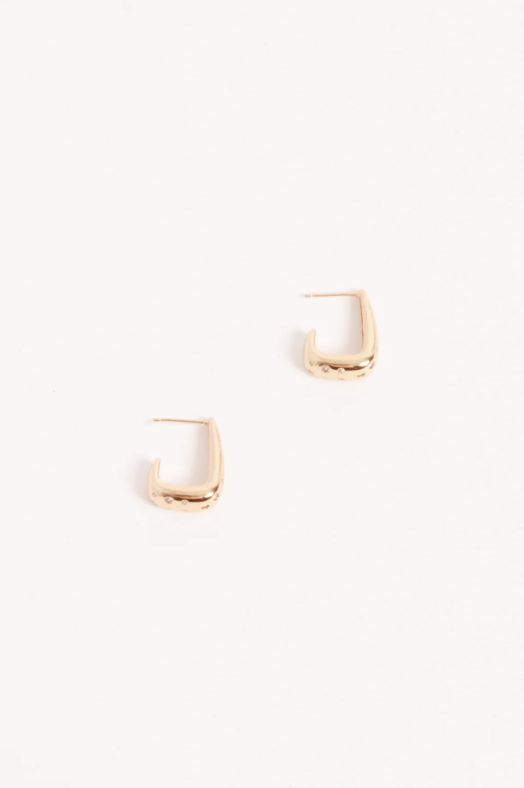 Diamente Set Curved Front Earrings - GOLD or SILVER