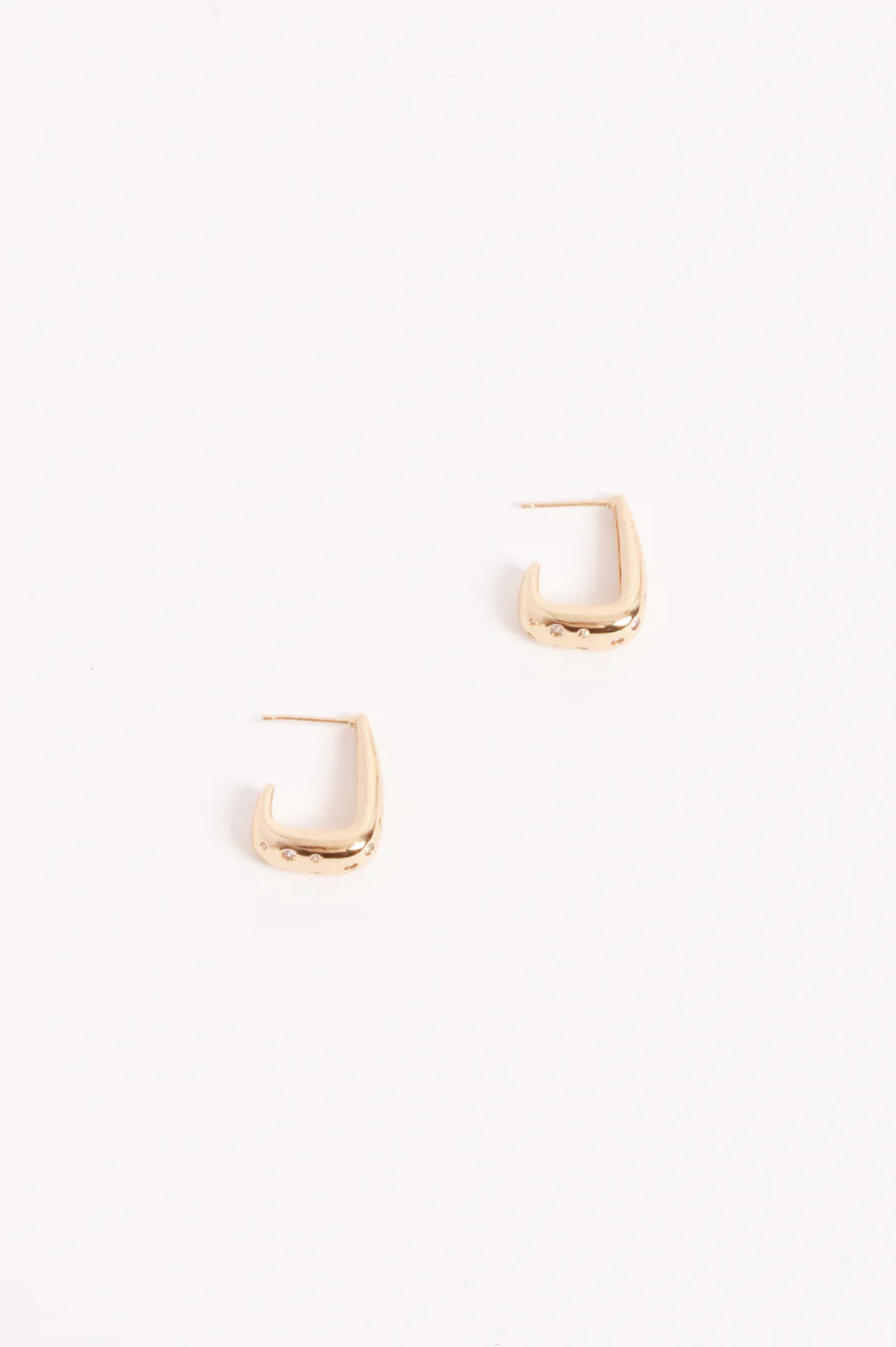 Diamente Set Curved Front Earrings - GOLD or SILVER