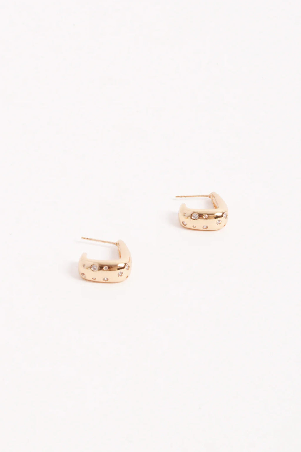 Diamente Set Curved Front Earrings - GOLD or SILVER