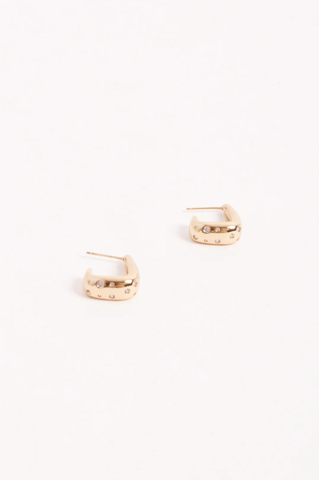 Diamente Set Curved Front Earrings - GOLD or SILVER