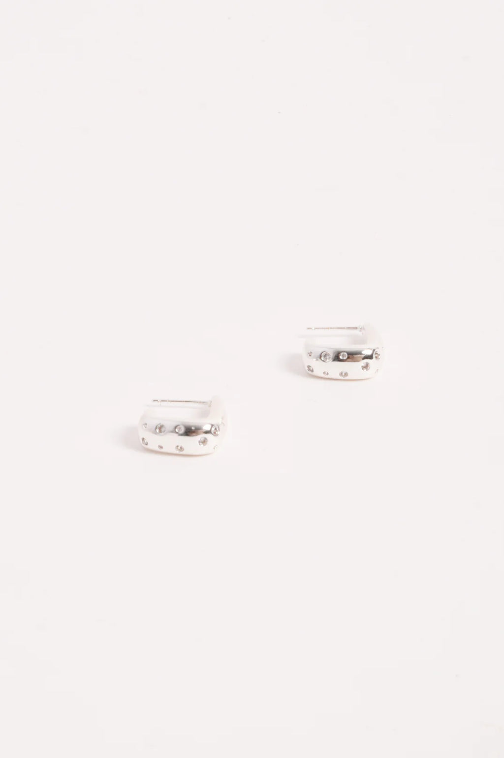 Diamente Set Curved Front Earrings - GOLD or SILVER