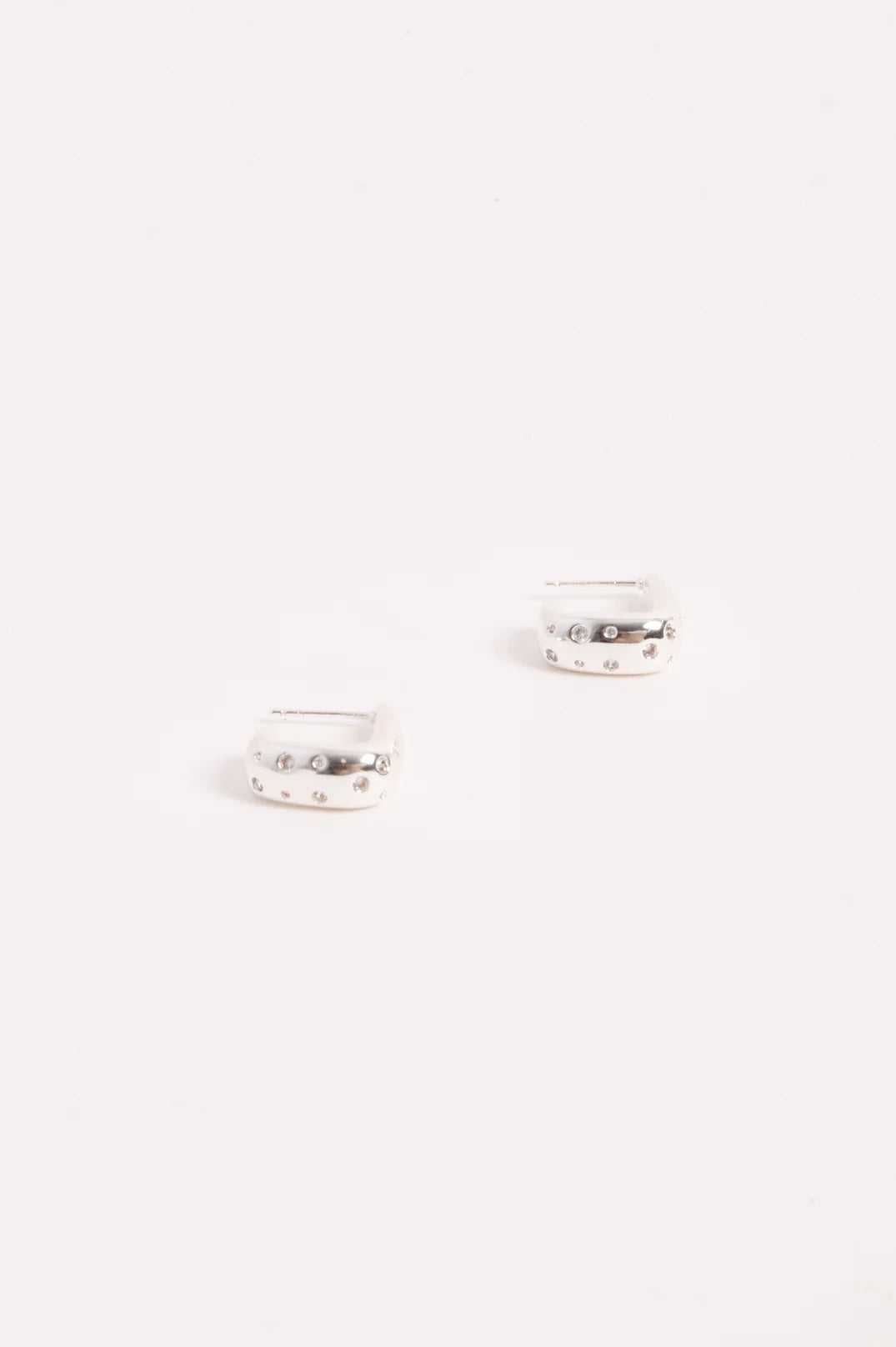 Diamente Set Curved Front Earrings - GOLD or SILVER