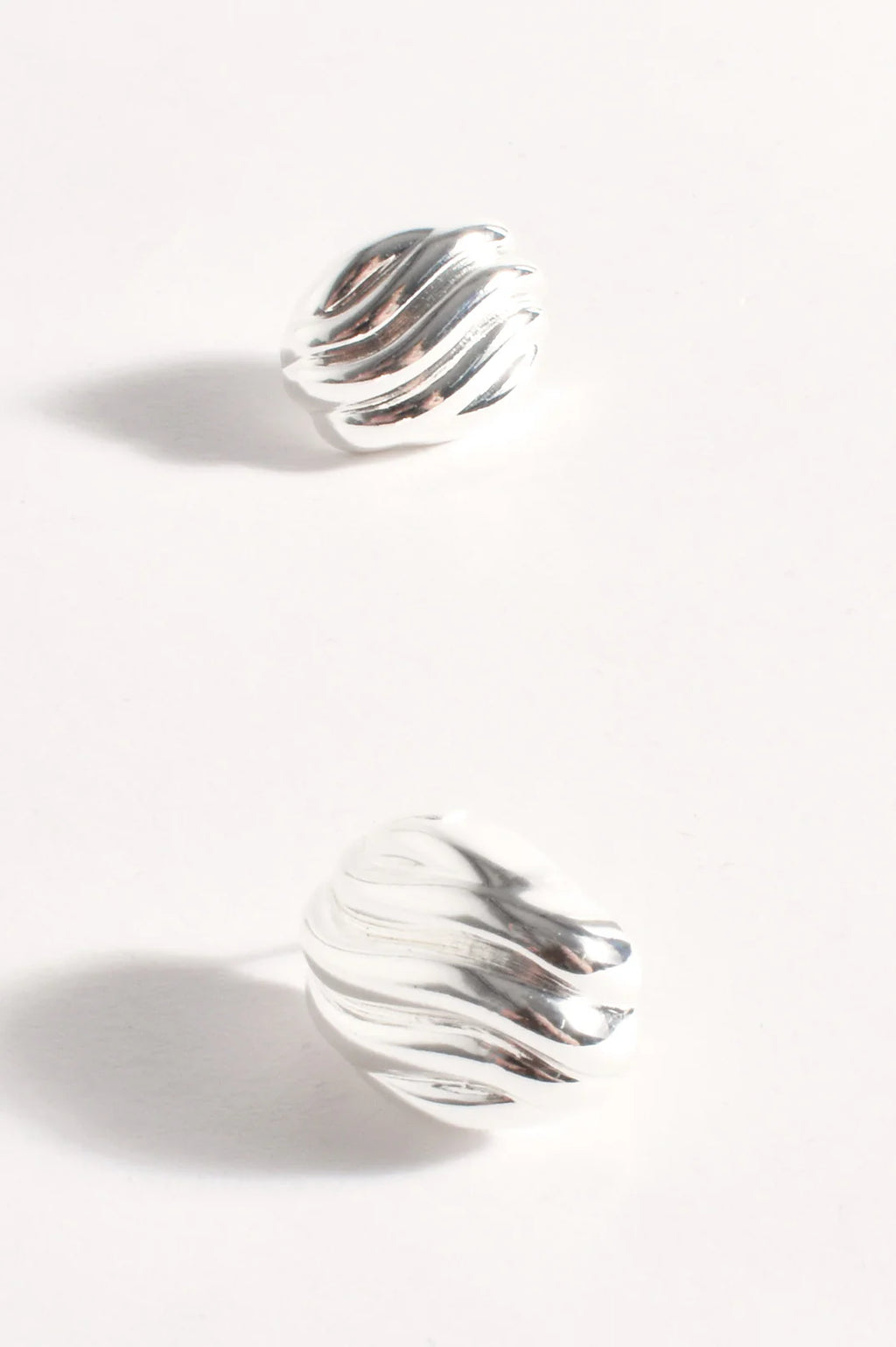 Wave Pattern Metal Stud Earrings - Gold or Silver