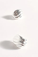 Wave Pattern Metal Stud Earrings - Gold or Silver