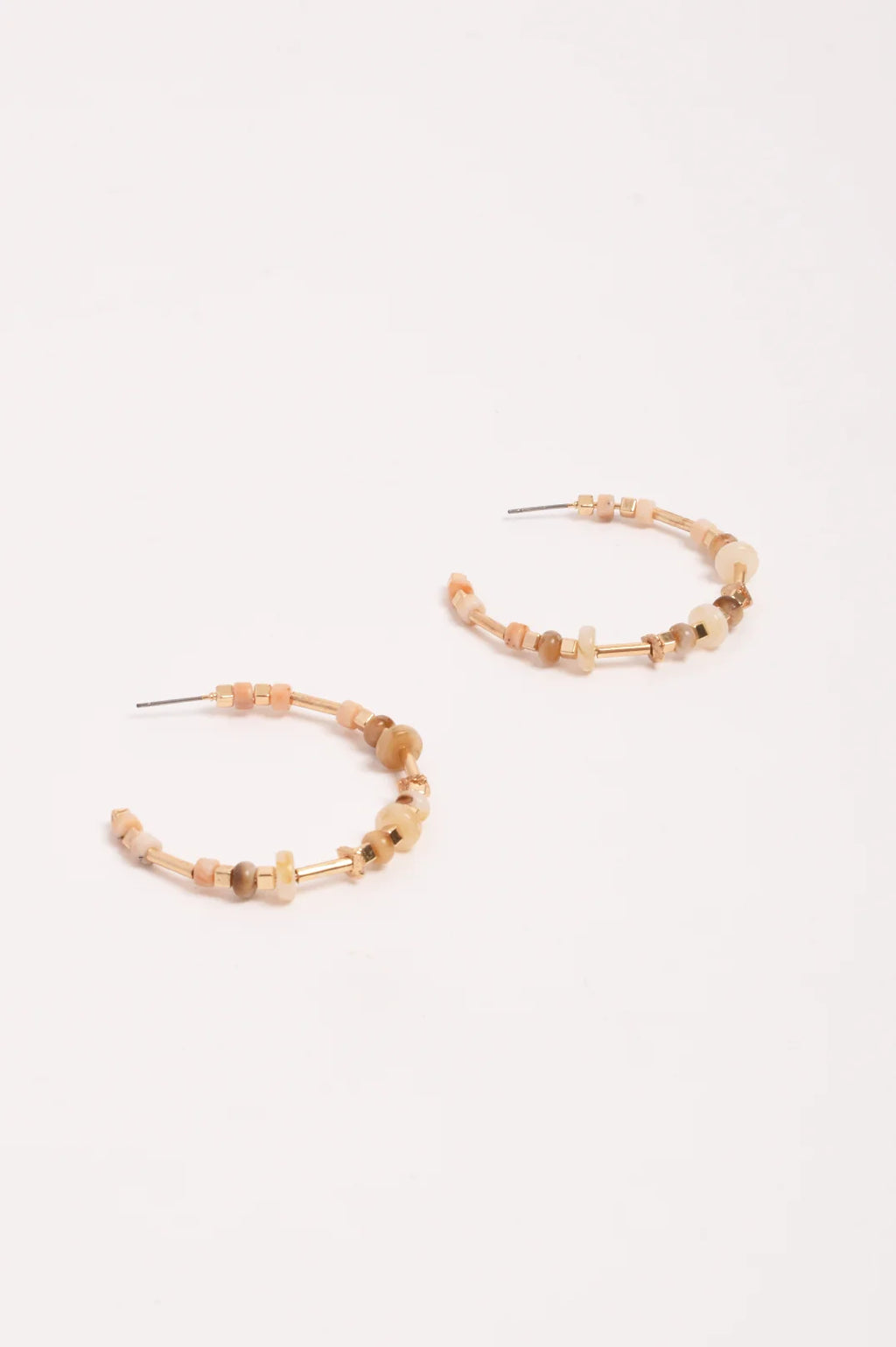 Fine Mixed Materials Hoops - Natural/Gold