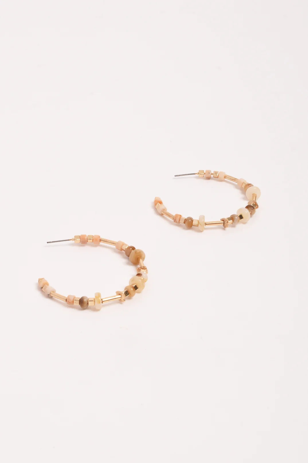Fine Mixed Materials Hoops - Natural/Gold