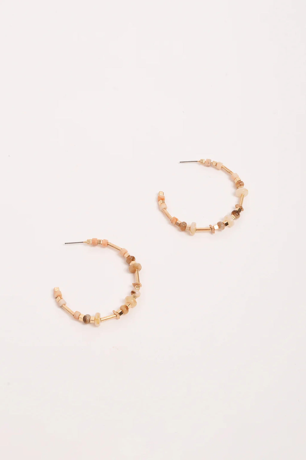 Fine Mixed Materials Hoops - Natural/Gold