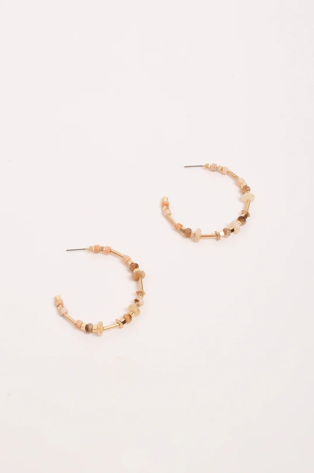 Fine Mixed Materials Hoops - Natural/Gold