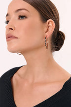 Enamel Metal Bevelled Hoops - White/Gold or Black/Gold