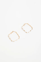 Enamel Metal Bevelled Hoops - White/Gold or Black/Gold