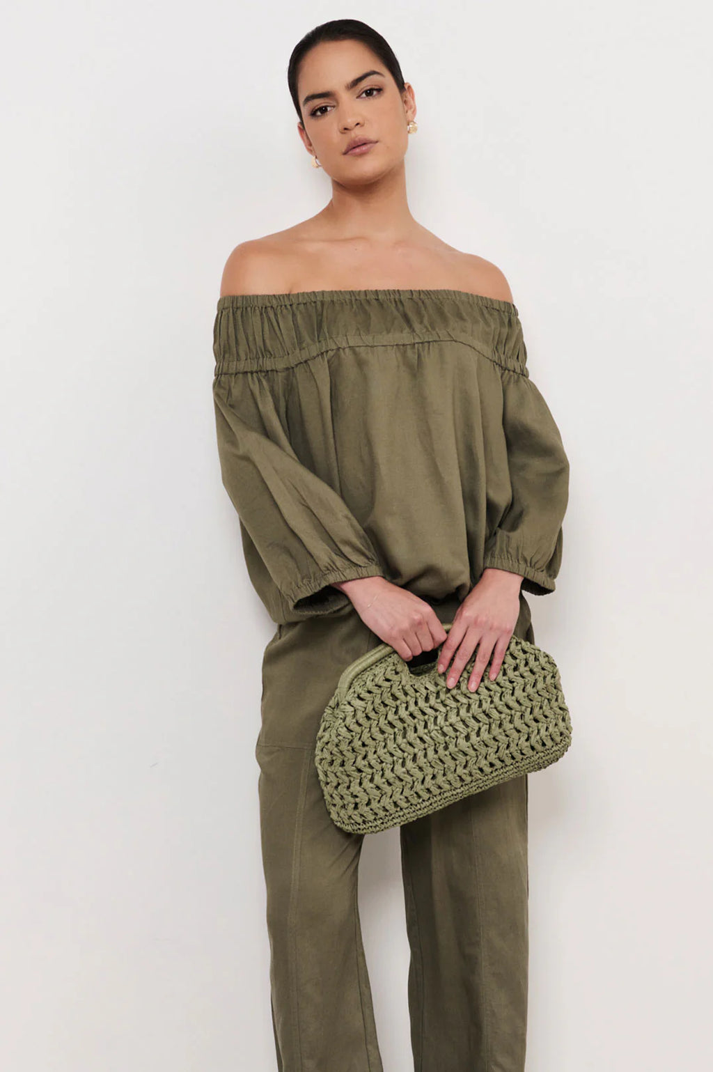 Open Handle Paper Weave Clutch