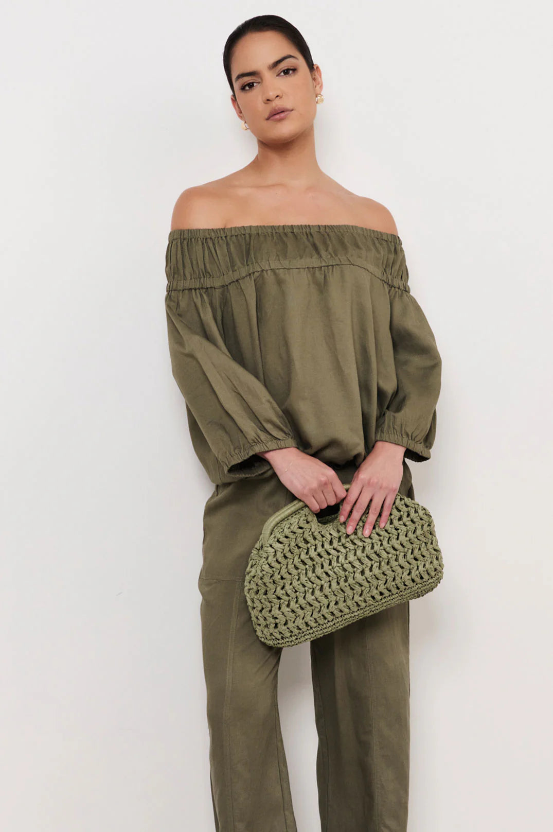 Open Handle Paper Weave Clutch