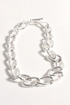 Hammered Metal Link Short Necklace - Gold or Silver