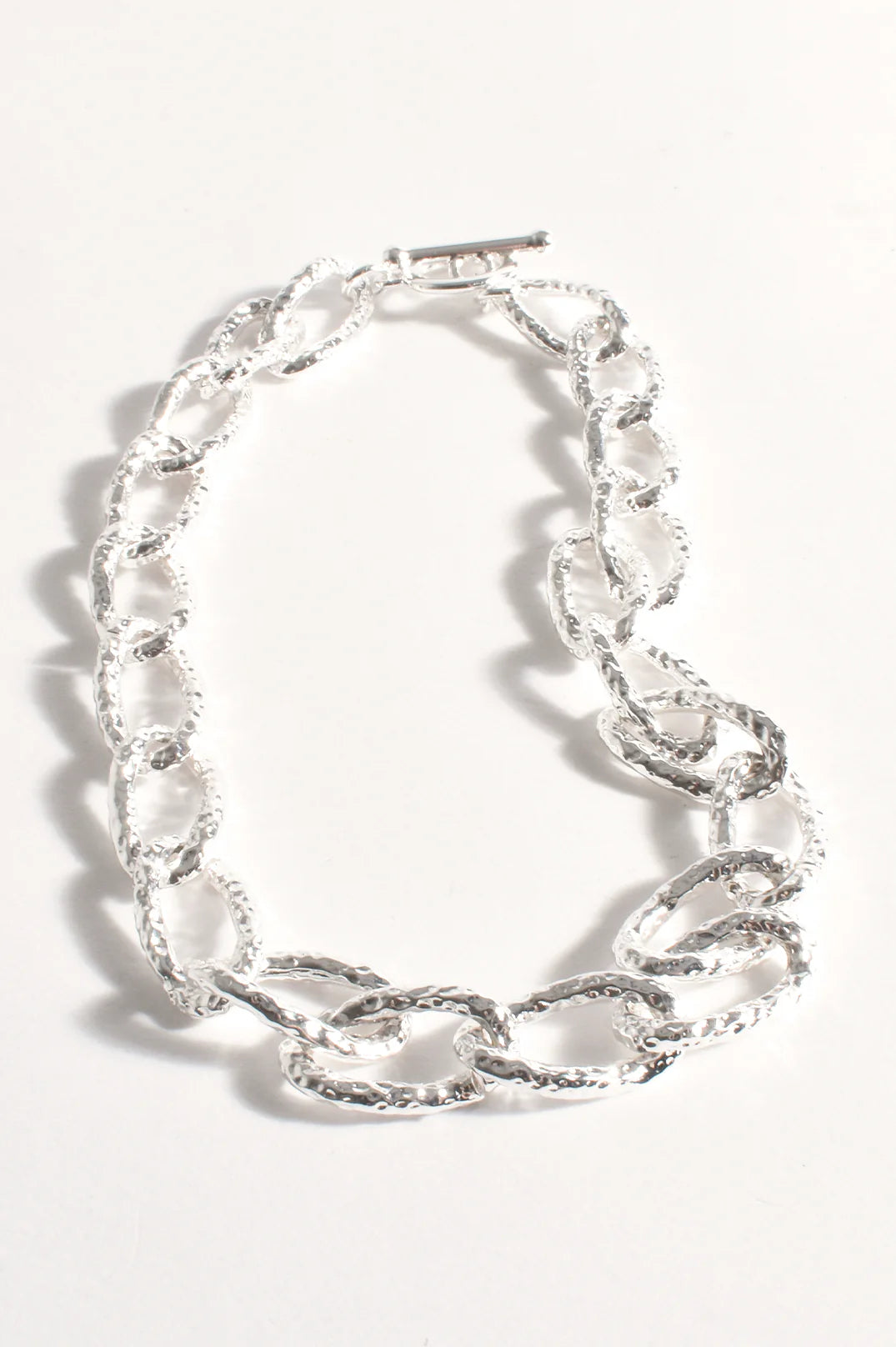 Hammered Metal Link Short Necklace - Gold or Silver
