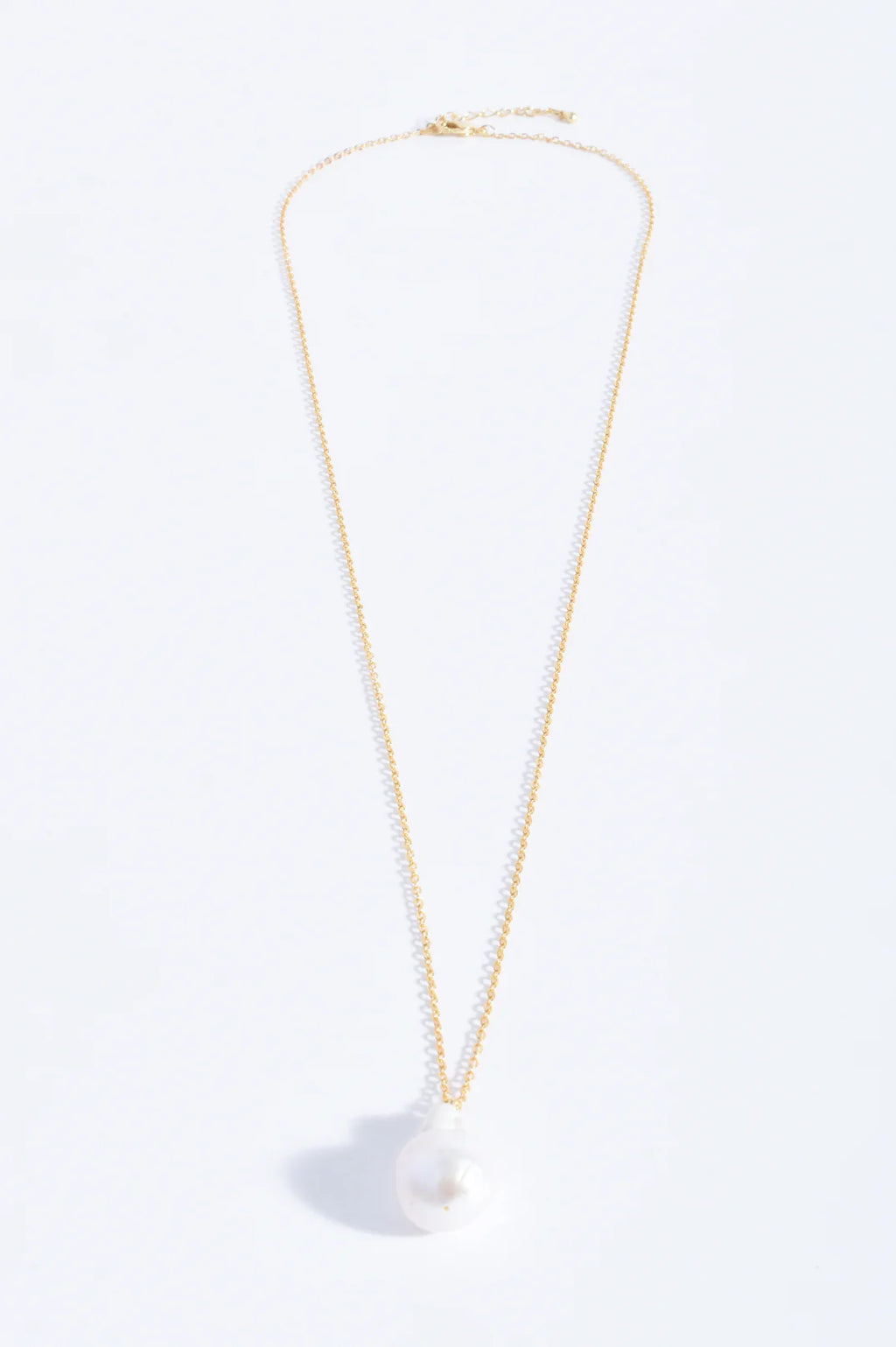 Fine Long Chain Baroque Necklace - Gold