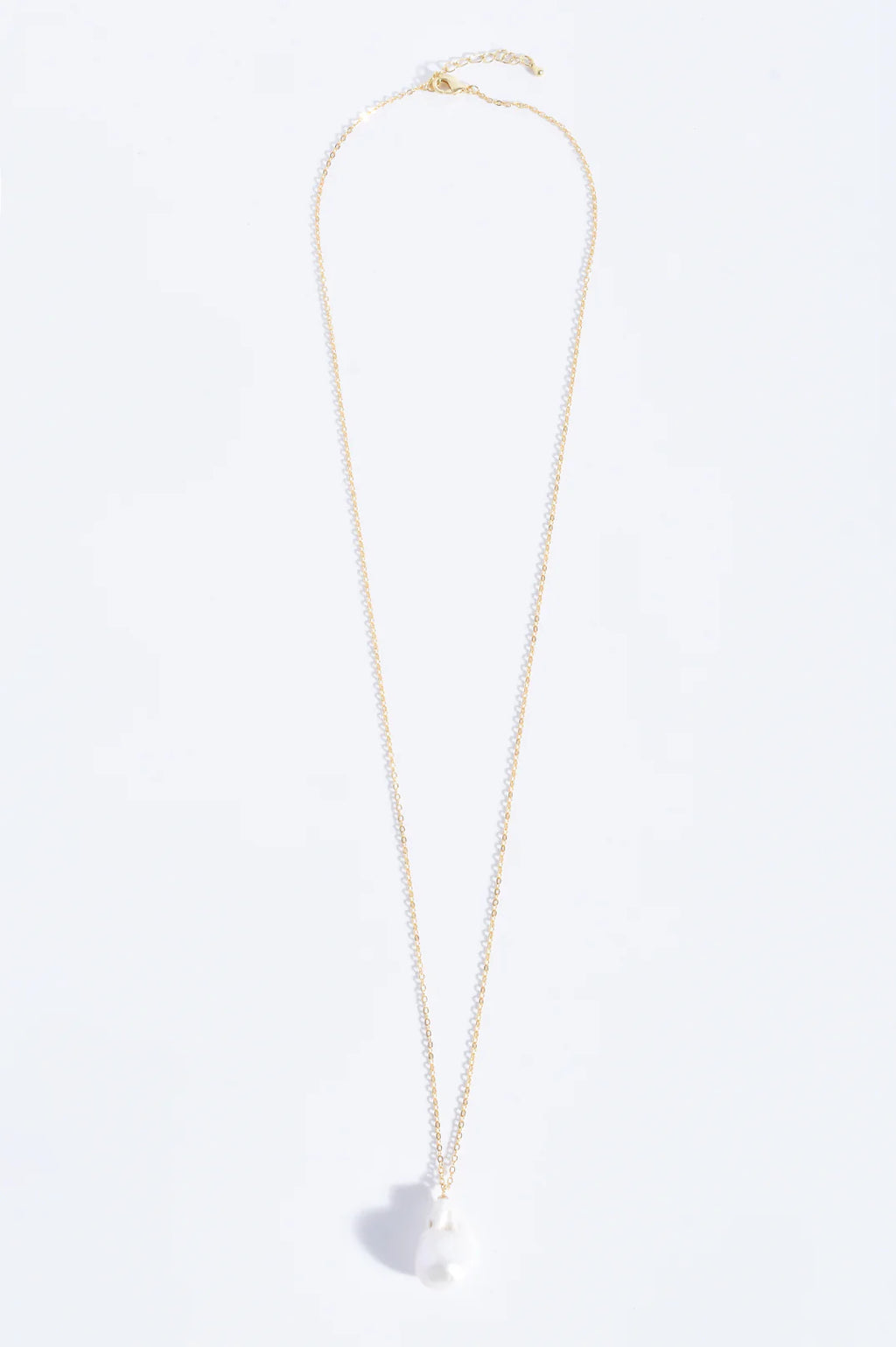Fine Long Chain Baroque Necklace - Gold