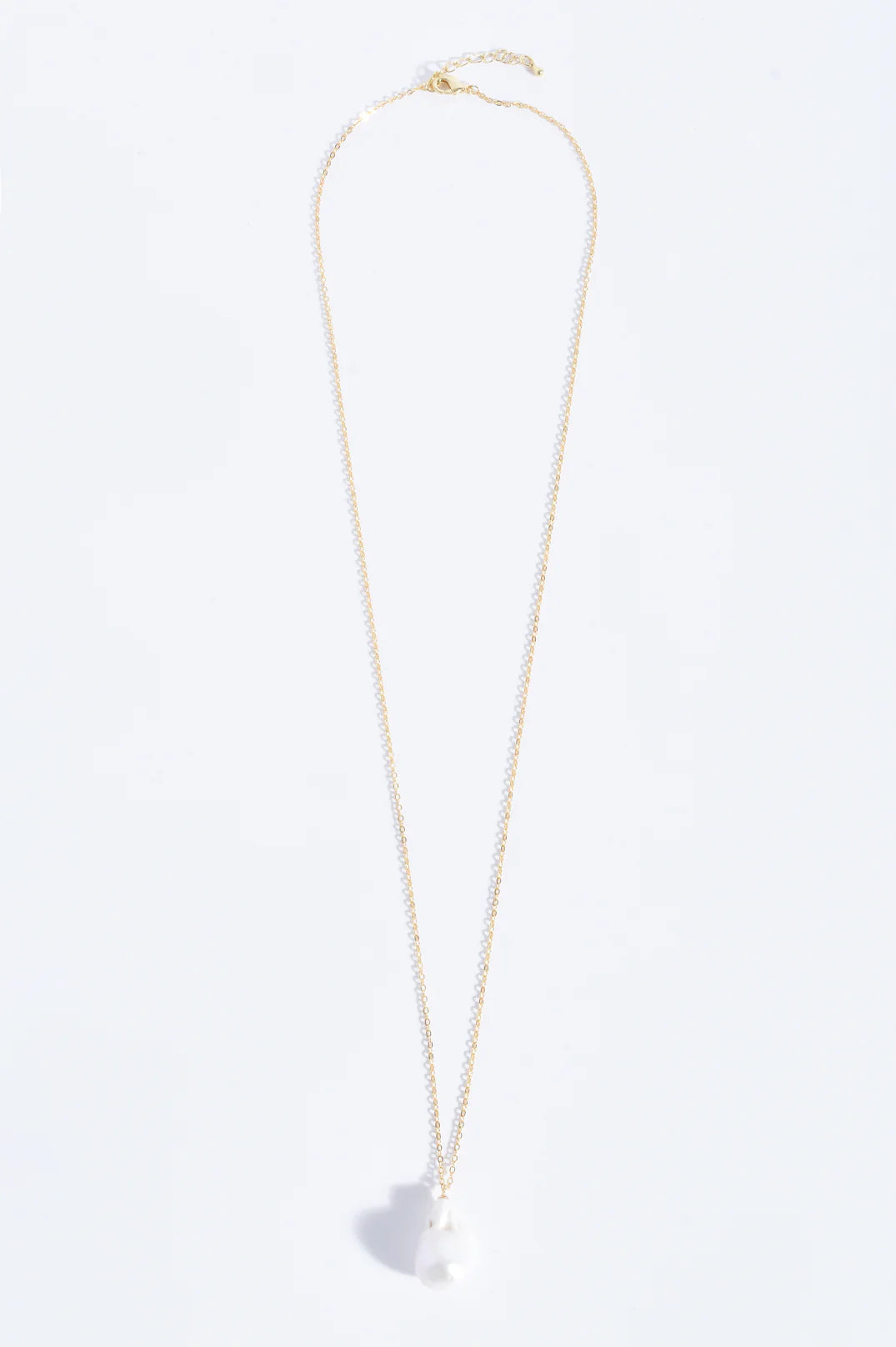 Fine Long Chain Baroque Necklace - Gold