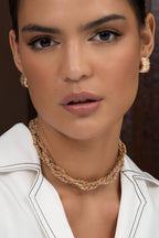 Plaited Interest Chain Short Necklace - SILVER
