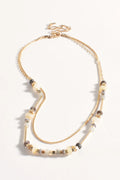 Fine layered Stone Chain Necklace  (2 colours available)
