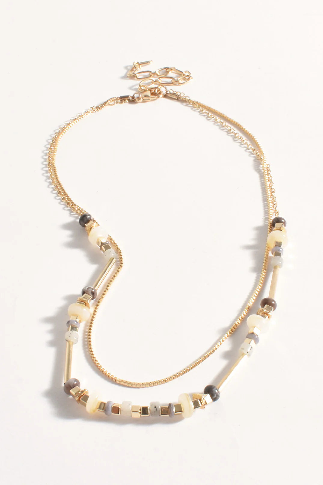 Fine layered Stone Chain Necklace  (2 colours available)