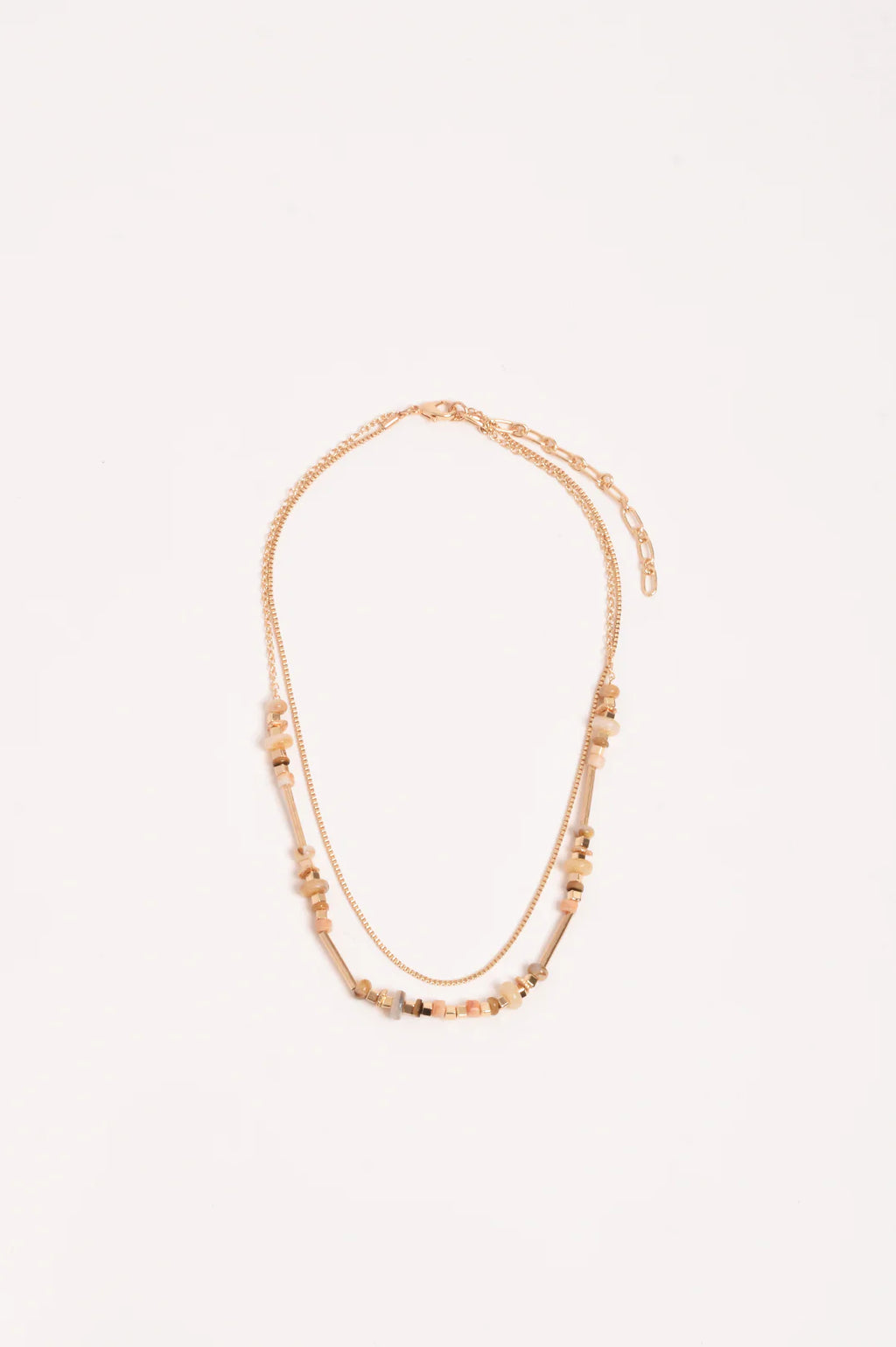 Fine layered Stone Chain Necklace  (2 colours available)