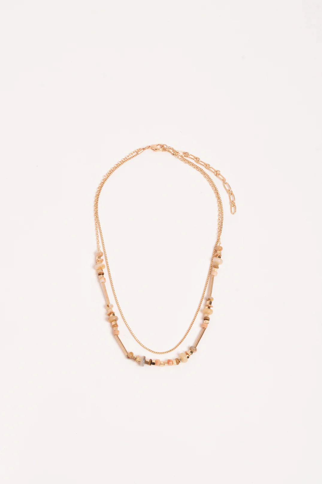 Fine layered Stone Chain Necklace  (2 colours available)