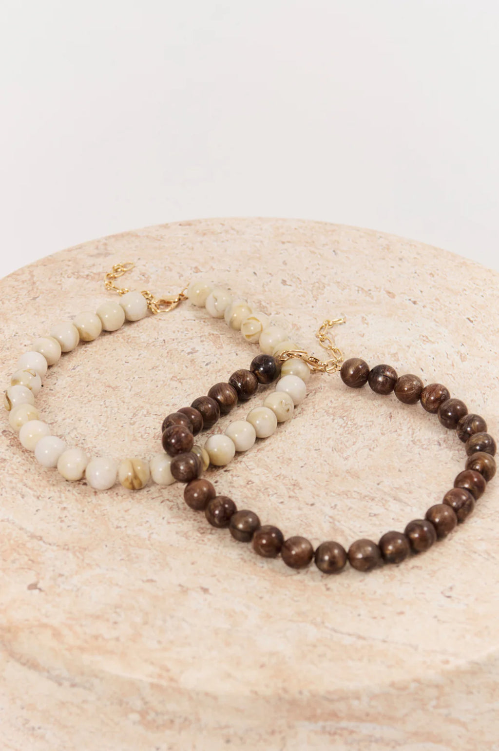 Resin Ball Mid Necklace - Chocolate/Gold