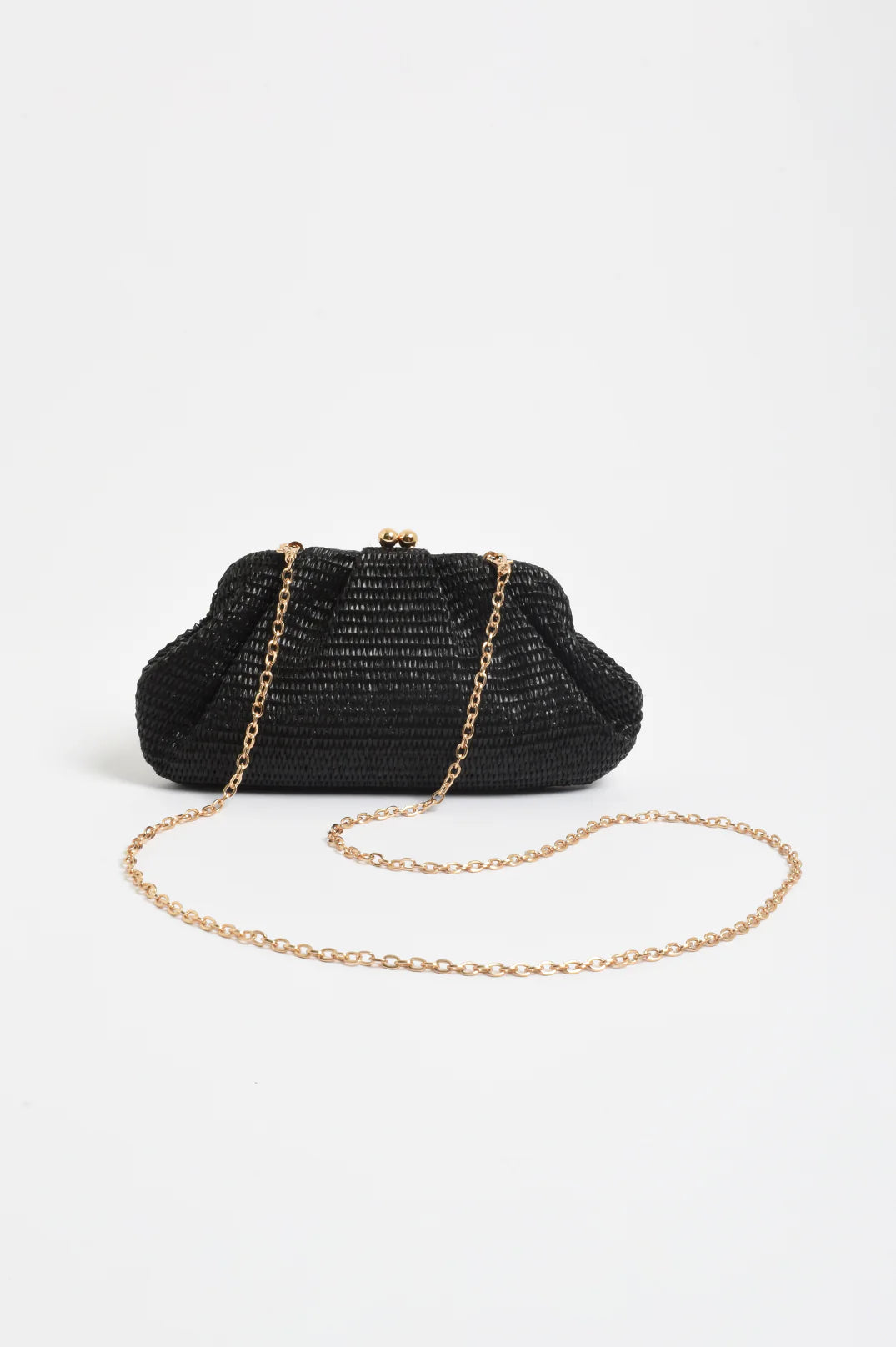 Weave Gathered Clutch - Black