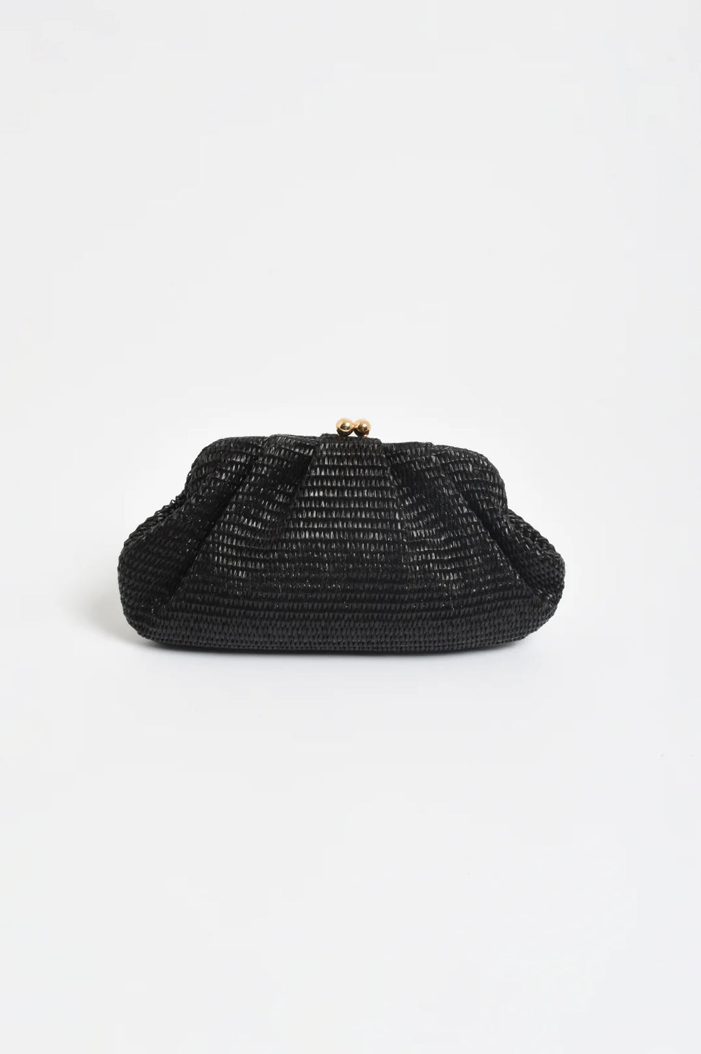 Weave Gathered Clutch - Black