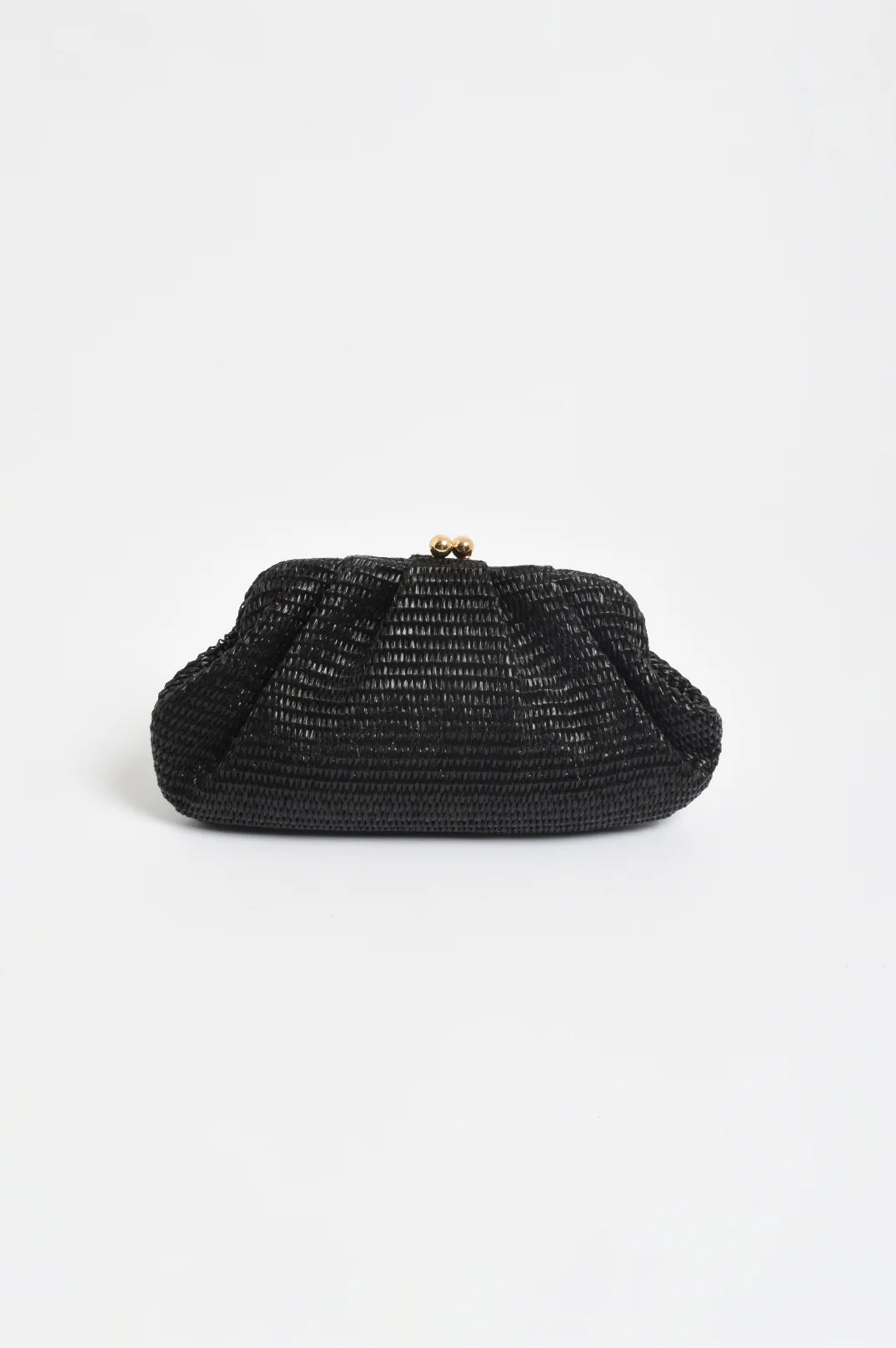 Weave Gathered Clutch - Black