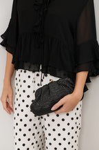 Weave Gathered Clutch - Black