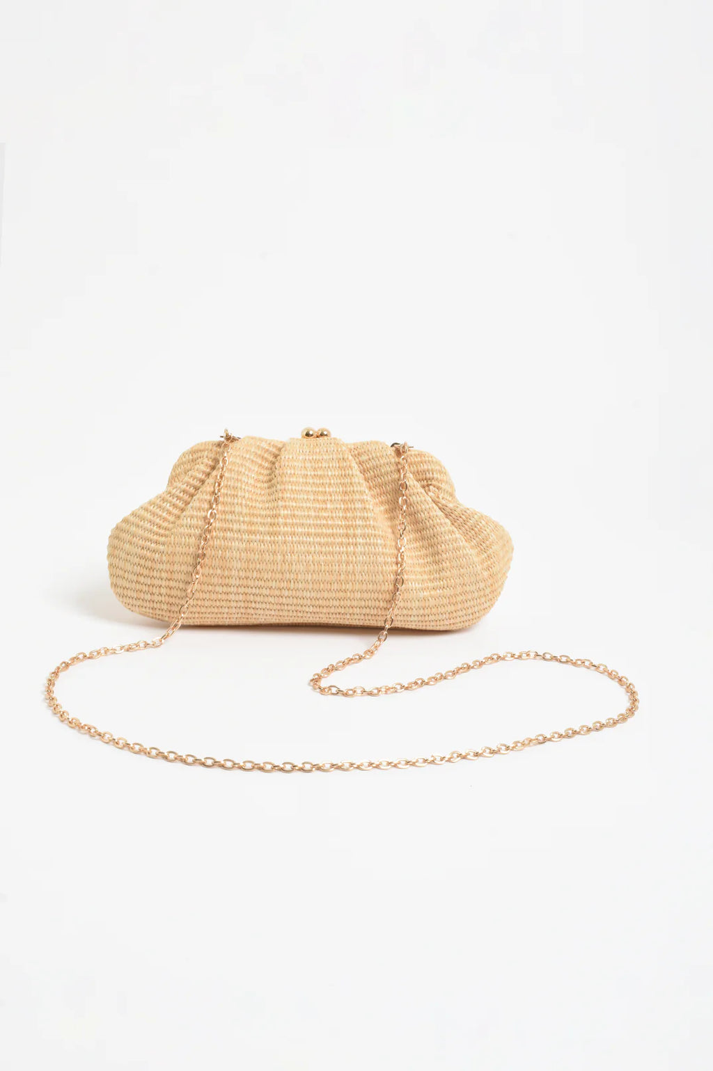 Weave Gathered Clutch - Natural