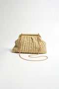 Paper Weave Gathered Clutch - Natural