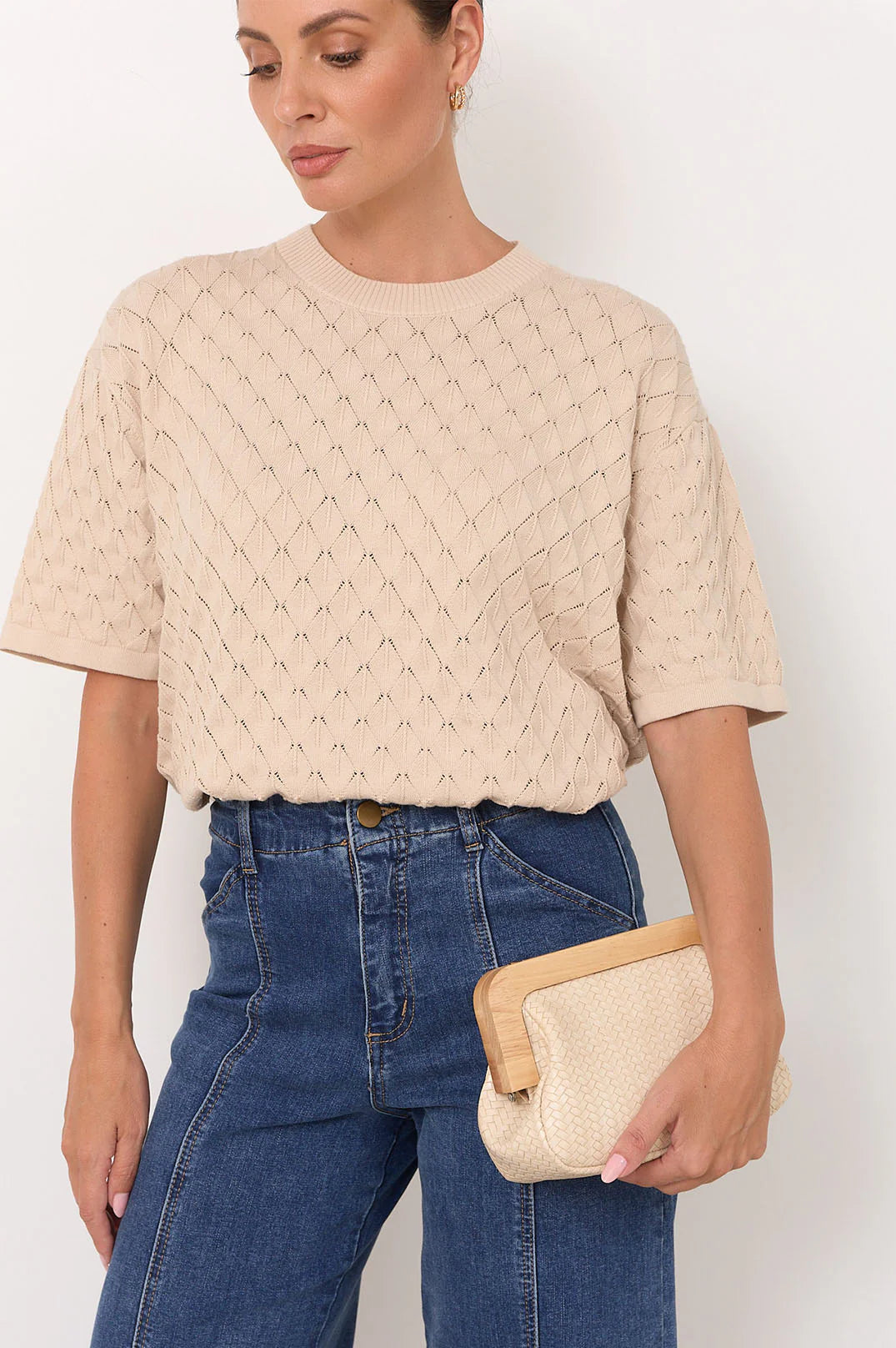 Kimmi Timber Frame Weave Clutch