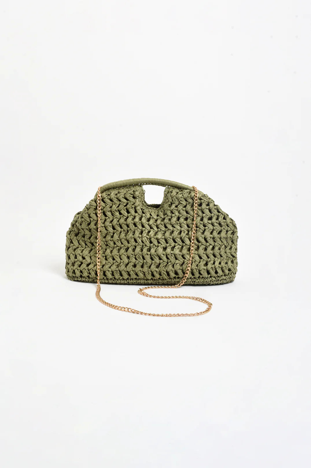 Open Handle Paper Weave Clutch