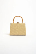 Bamboo Handle Weave Small Bag - Natural