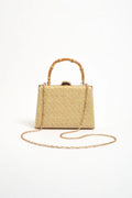 Bamboo Handle Weave Small Bag - Natural
