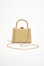 Bamboo Handle Weave Small Bag - Natural