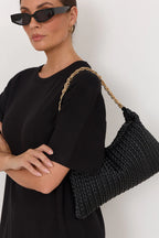 Arrow Weave Shoulder Bag (Black)