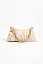 Arrow Weave Shoulder Bag - Stone