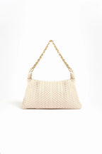 Arrow Weave Shoulder Bag - Stone