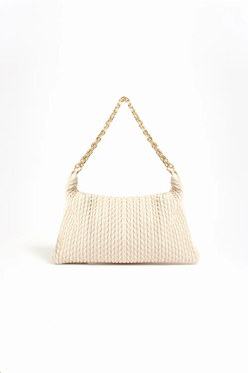 Arrow Weave Shoulder Bag - Stone