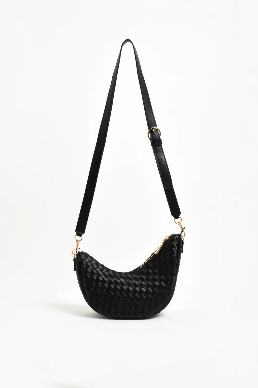 Asymmetrical Woven Small Bag - Black