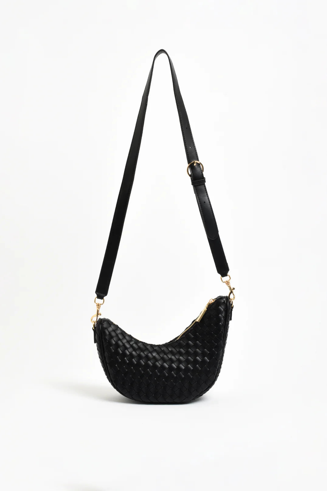 Asymmetrical Woven Small Bag - Black