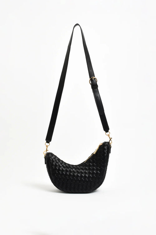 Asymmetrical Woven Small Bag - Black
