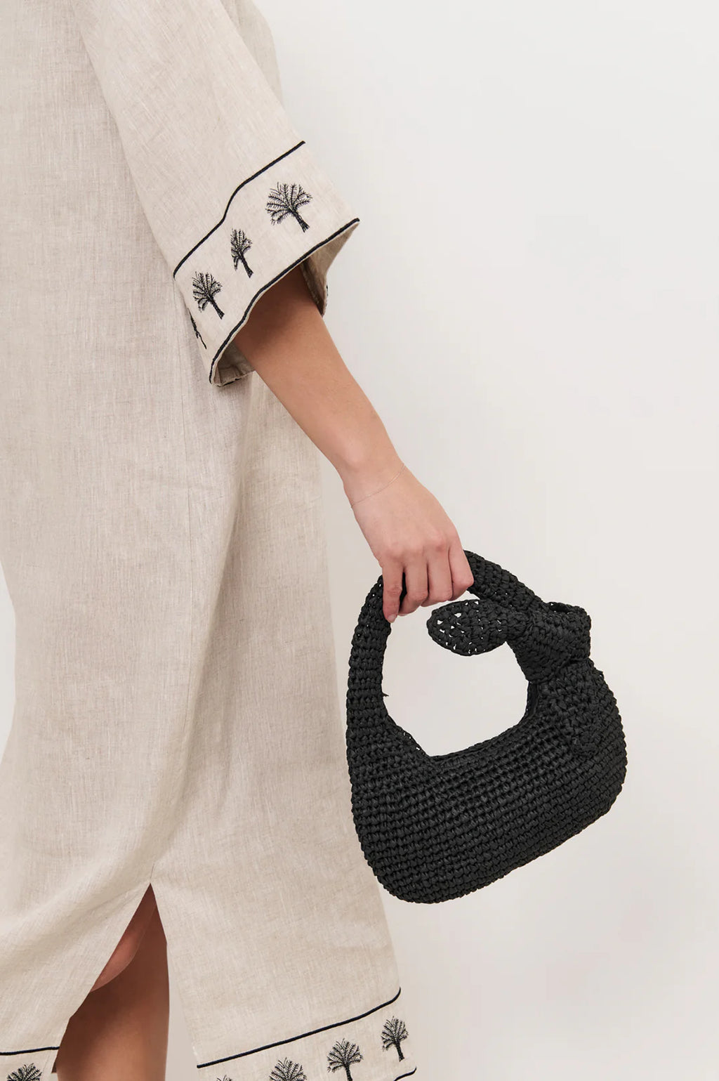 Bow Handle Mini Basket Bag -  2 colours