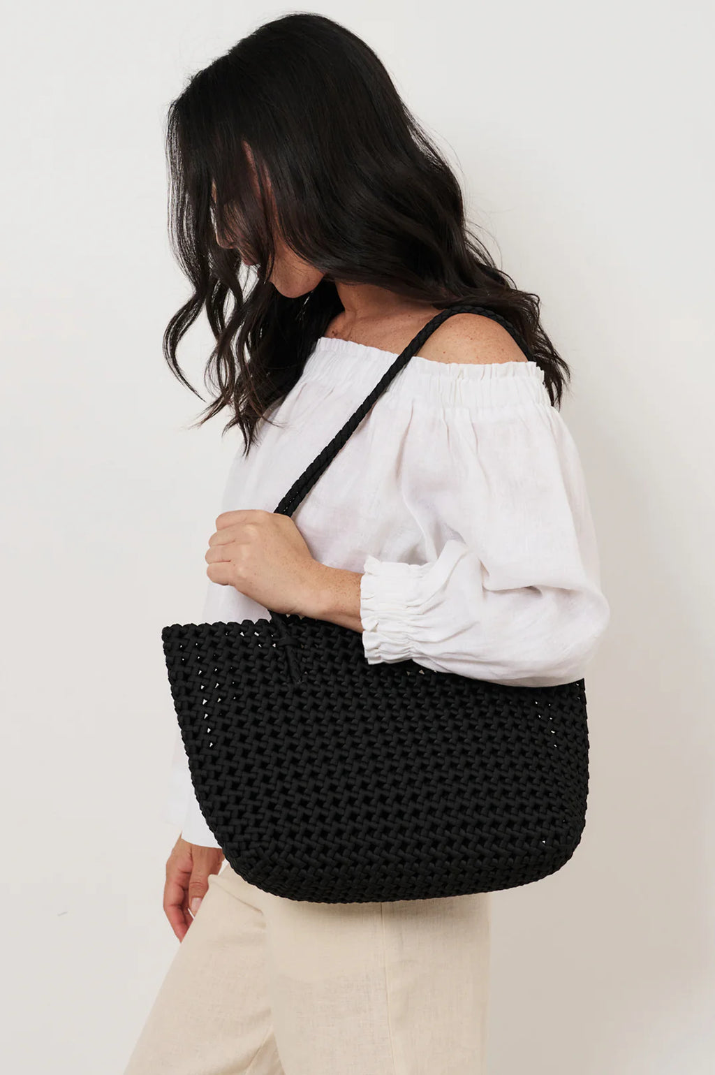Woven Satin Tote - Chocolate or Black