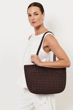 Woven Satin Tote - Chocolate or Black