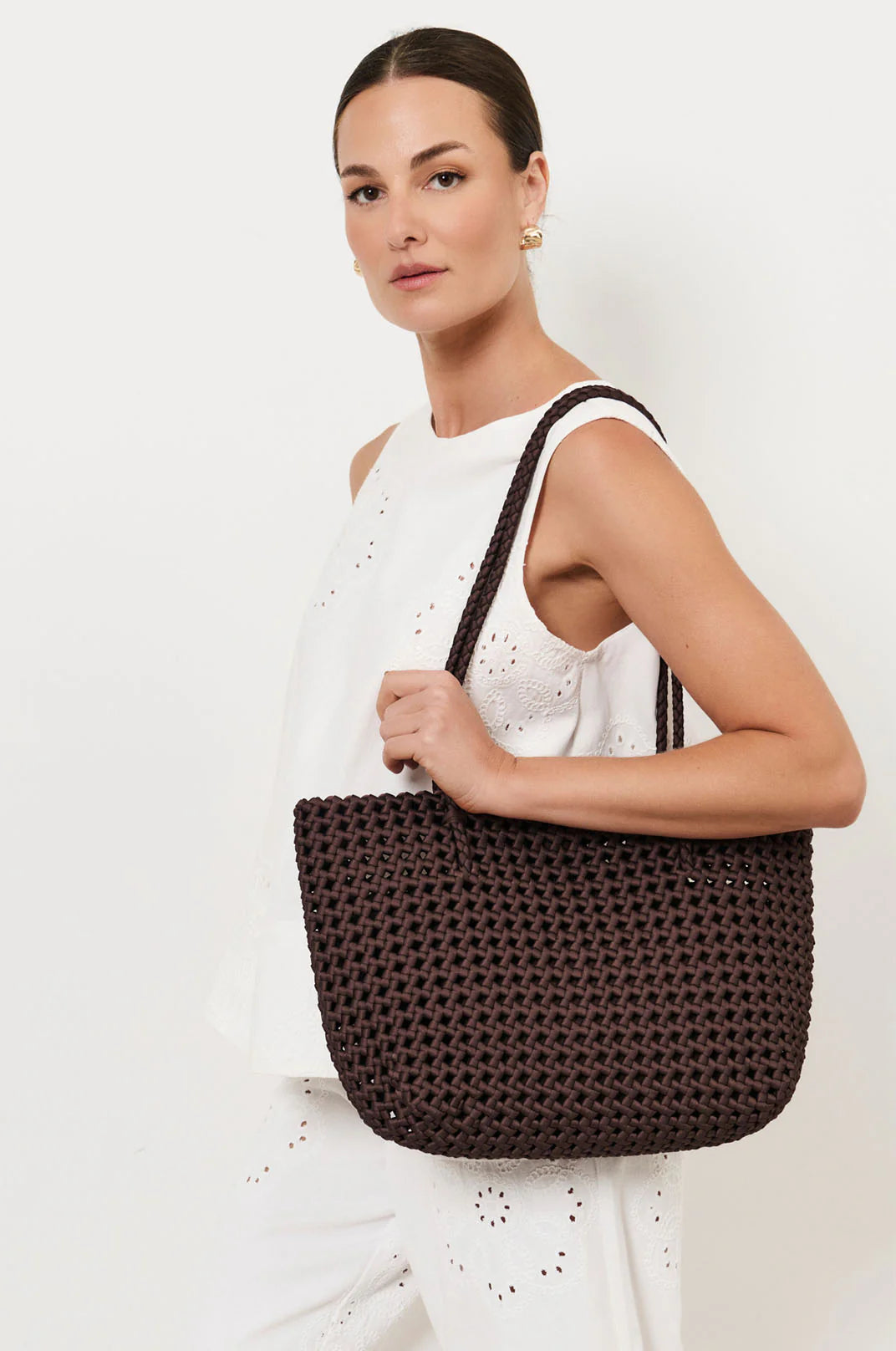 Woven Satin Tote - Chocolate or Black